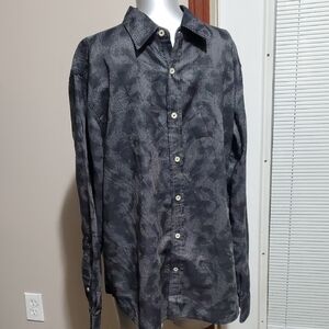 Men's Charcoal Patterned Button Down Shirt